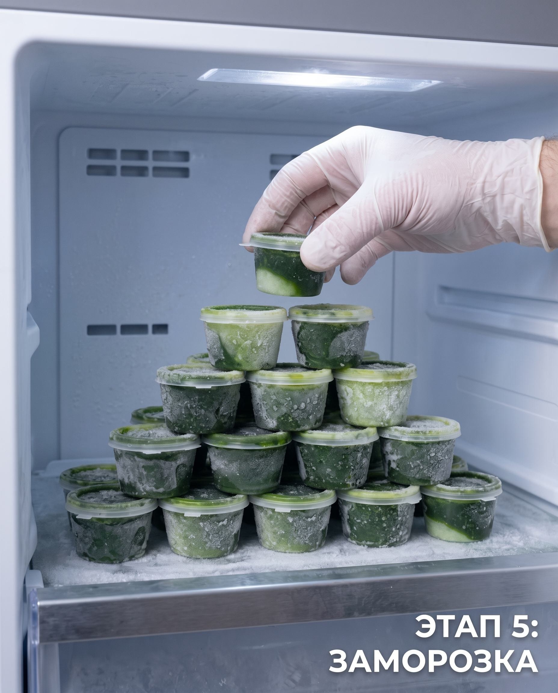 Этап 5: Шоковая крио-заморозка порционных шотов при -40°C